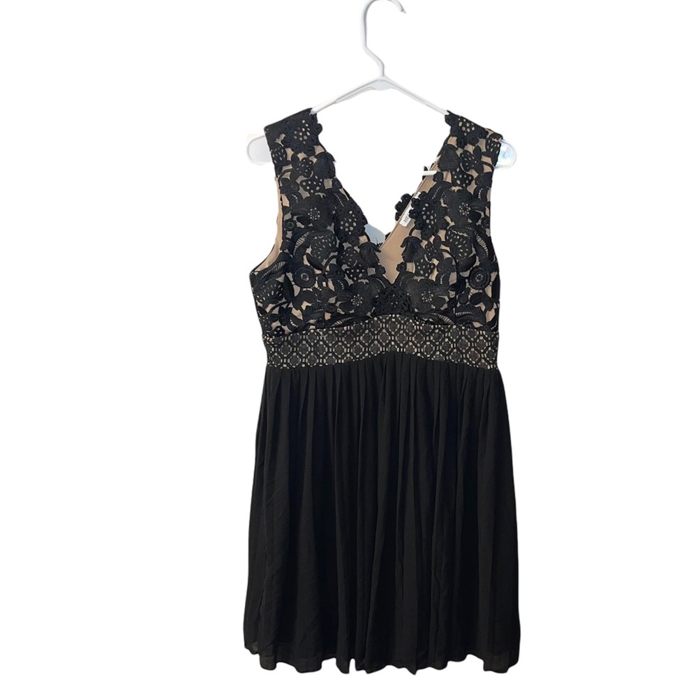 Heartloom | Black Lace Pleated Mini Dress Size Large